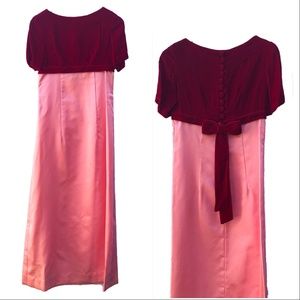 1960's Vintage Burgundy Velvet and Satin Dress